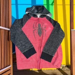 Marvel Boys L 10/12 SpiderMan Spidey Costume Suit Hoodie Full Zip Pockets Jacket